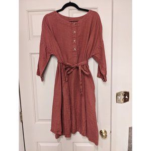 notPERFECTLINEN Oversize Tunic Dress in Marsala Red